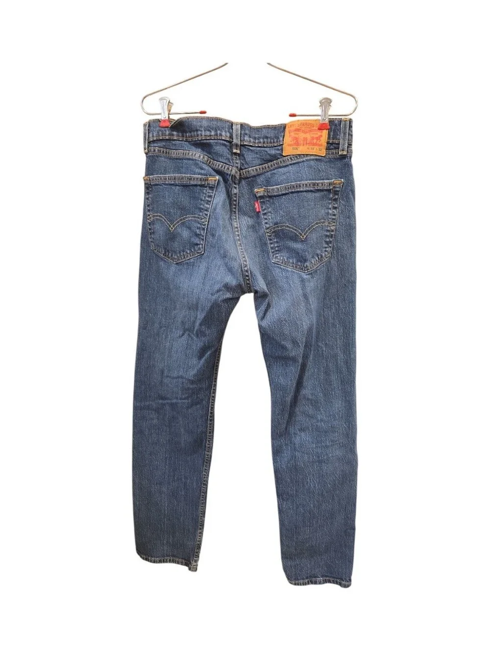 Levi’s Men’s Blue Denim Jeans Straight Fit Medium Wash 5-Pocket Cotton 32x32
